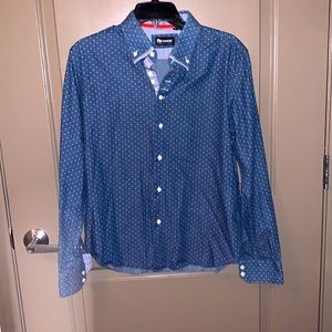 Re Camicia Italian blue patterned button down shirt Size L